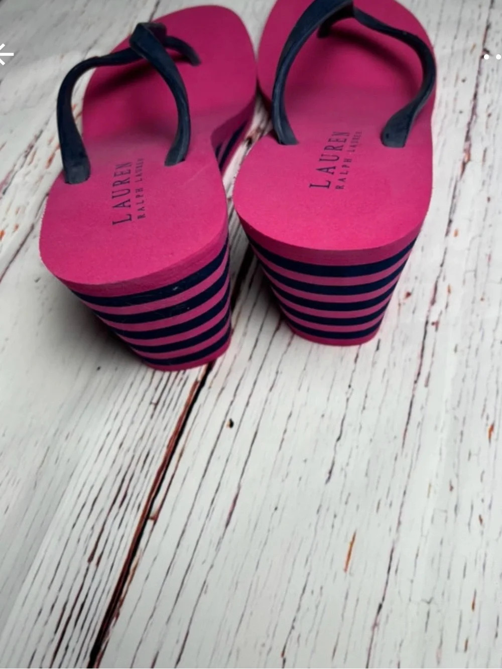 Ralph Lauren Hot Pink Flip Flops with Navy Straps